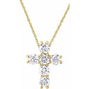 14K Yellow Gold 1/4 CTW Lab-Grown Diamond Cross 18" Necklace