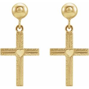 14K Yellow Gold 13x10 mm Cross Earrings