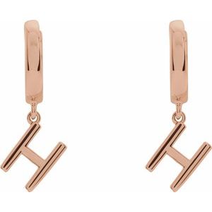 14K Rose Gold Initial H Hinged Huggie Earring
