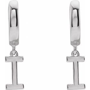 Platinum Initial I Hinged Huggie Earring