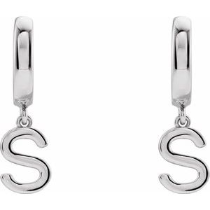 Platinum Initial S Hinged Huggie Earring
