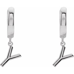 Platinum Initial Y Hinged Huggie Earring