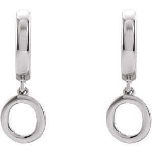 18K White Gold Initial O Hinged Huggie Earring