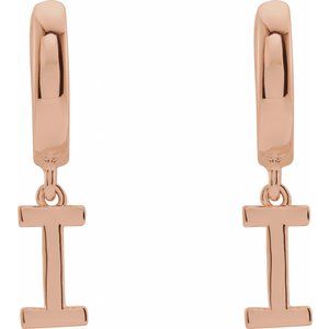 14K Rose Gold Initial I Hinged Huggie Earring
