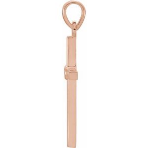 14K Rose Gold Natural Blue Sapphire Cross Pendant