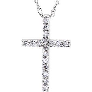 14K Rose Gold 1/2 CTW Natural Diamond Petite Cross Pendant