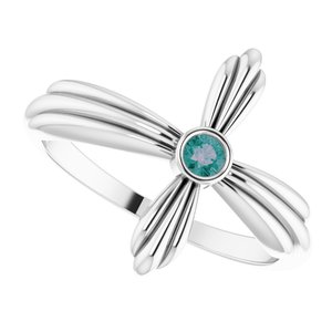 Sterling Silver Natural Alexandrite Sideways Cross Ring