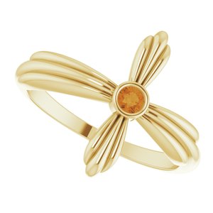 14K Yellow Gold Natural Citrine Sideways Cross Ring