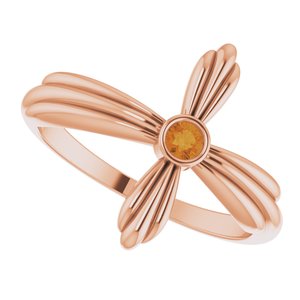 14K Rose Gold Natural Citrine Sideways Cross Ring