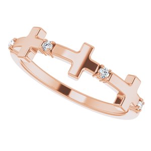 14K Rose Gold .06 CTW Natural Diamond Cross Ring