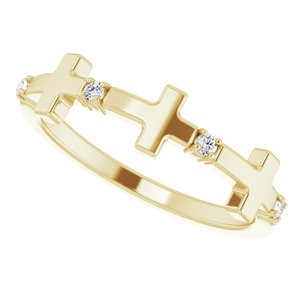 14K Yellow Gold .05 CTW Natural Diamond Cross Ring