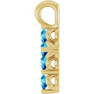 14K Yellow Gold Natural Blue Zircon Cross Pendant