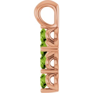 14K Rose Gold Natural Peridot Cross Pendant