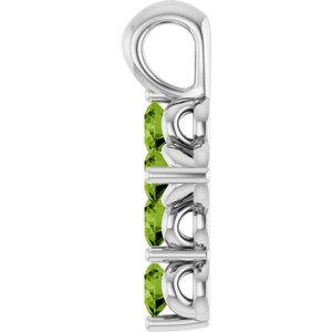 14K White Gold Natural Peridot Cross Pendant
