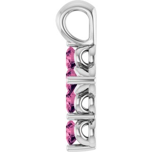 Platinum Natural Pink Tourmaline Cross Pendant