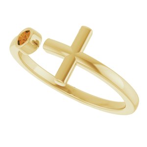 14K Yellow Gold Natural Citrine Negative Space Cross Ring