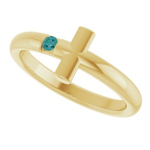 14K Yellow Gold Natural Alexandrite Sideways Cross Ring