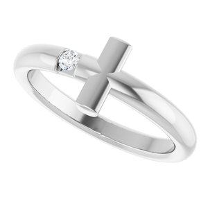 Platinum .05 CTW Natural Diamond Sideways Cross Ring