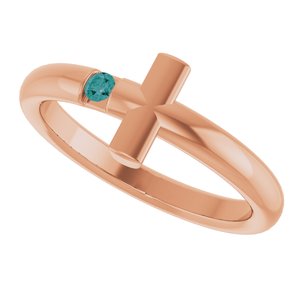 14K Rose Gold Natural Alexandrite Sideways Cross Ring