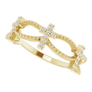 14K Yellow Gold .08 CTW Natural Diamond Stackable Cross Ring