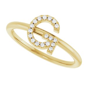 14K Yellow Gold .06 CTW Natural Diamond Initial G Ring