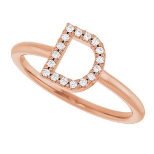14K Rose Gold .06 CTW Natural Diamond Initial D Ring