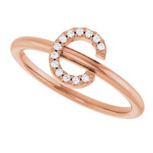14K Rose Gold .05 CTW Natural Diamond Initial C Ring