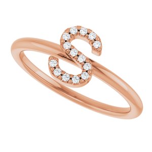 14K Rose Gold .05 CTW Natural Diamond Initial S Ring