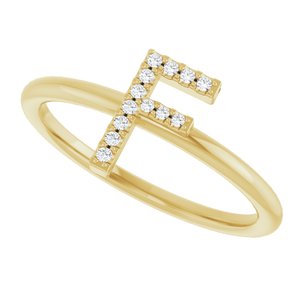 14K Yellow Gold .06 CTW Natural Diamond Initial F Ring