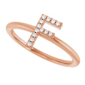 14K Rose Gold .06 CTW Natural Diamond Initial F Ring