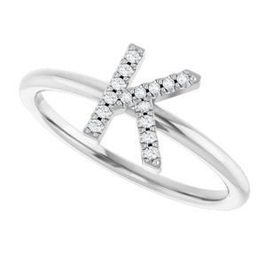 14K White Gold .05 CTW Natural Diamond Initial K Ring