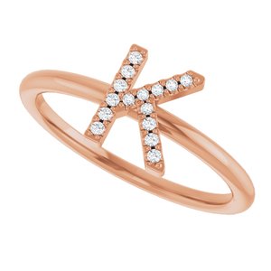 14K Rose Gold .05 CTW Natural Diamond Initial K Ring