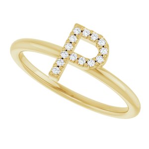 14K Yellow Gold .05 CTW Natural Diamond Initial P Ring
