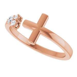 14K Rose Gold 1/10 CTW Natural Diamond Negative Space Cross Ring