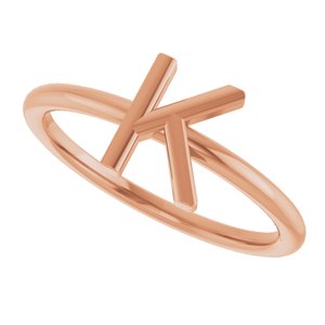 14K Rose Gold Initial K Ring