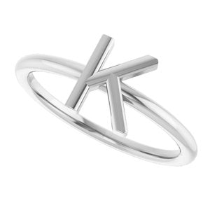 Sterling Silver Initial K Ring