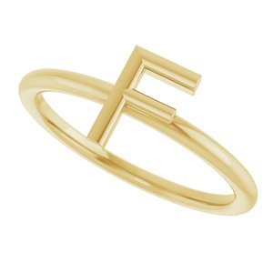 14K Yellow Gold Initial F Ring