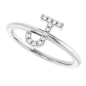 Sterling Silver .05 CTW Natural Diamond Initial J Ring