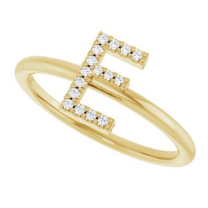 14K Yellow Gold .06 CTW Natural Diamond Initial E Ring