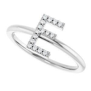 14K White Gold .06 CTW Natural Diamond Initial E Ring