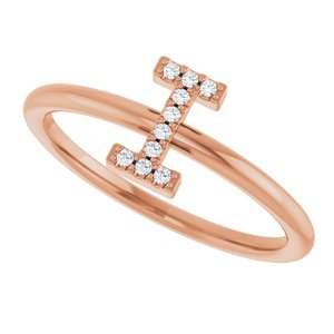 14K Rose Gold .04 CTW Natural Diamond Initial I Ring