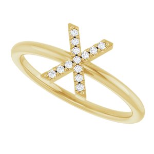 14K Yellow Gold .05 CTW Natural Diamond Initial X Ring