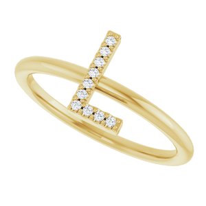 14K Yellow Gold .04 CTW Natural Diamond Initial L Ring