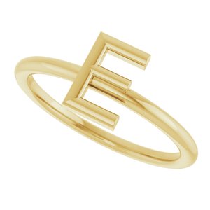 14K Yellow Gold Initial E Ring