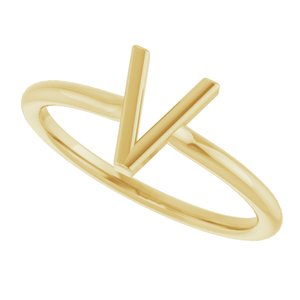 14K Yellow Gold Initial V Ring