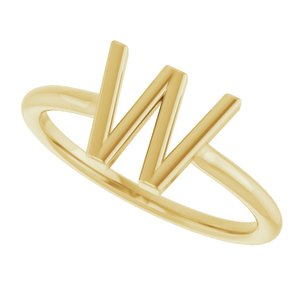 14K Yellow Gold Initial W Ring