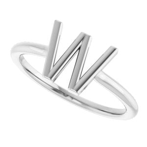 Platinum Initial W Ring