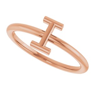 14K Rose Gold Initial I Ring