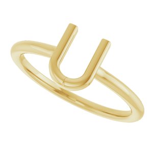 14K Yellow Gold Initial U Ring