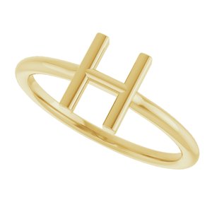14K Yellow Gold Initial H Ring